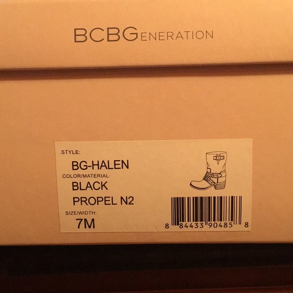 BCBG BLACK STUDDED MOTO BOOTS - Picture 5 of 7